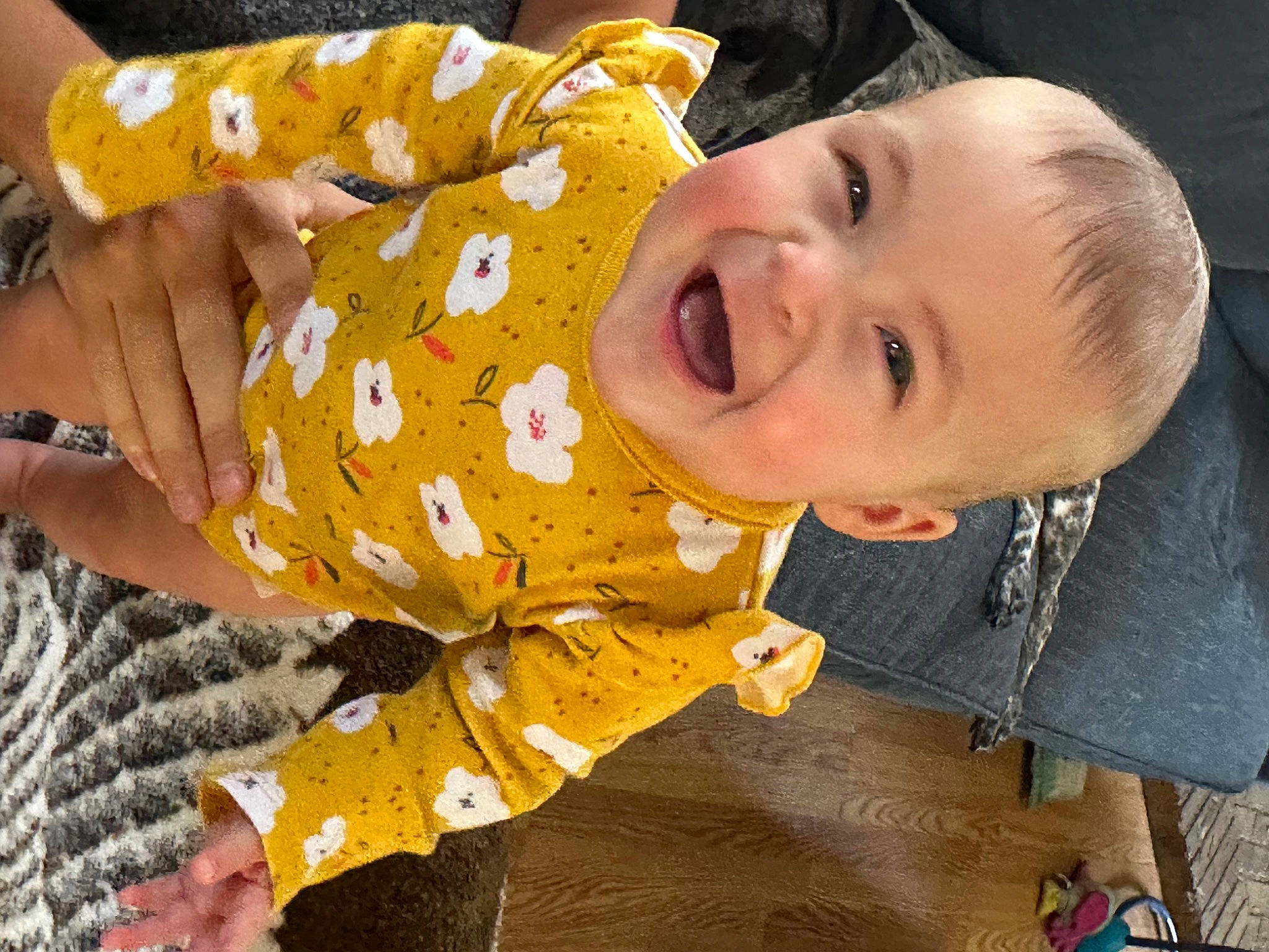 Delilah joined the competition — help win amazing prizes! baby, baby_laughing, baby_toddler_clothing, cheek, child, eye, face, finger, fun, hand, happy, head, human_body, iris, joy, nose, pattern, person, skin, smile