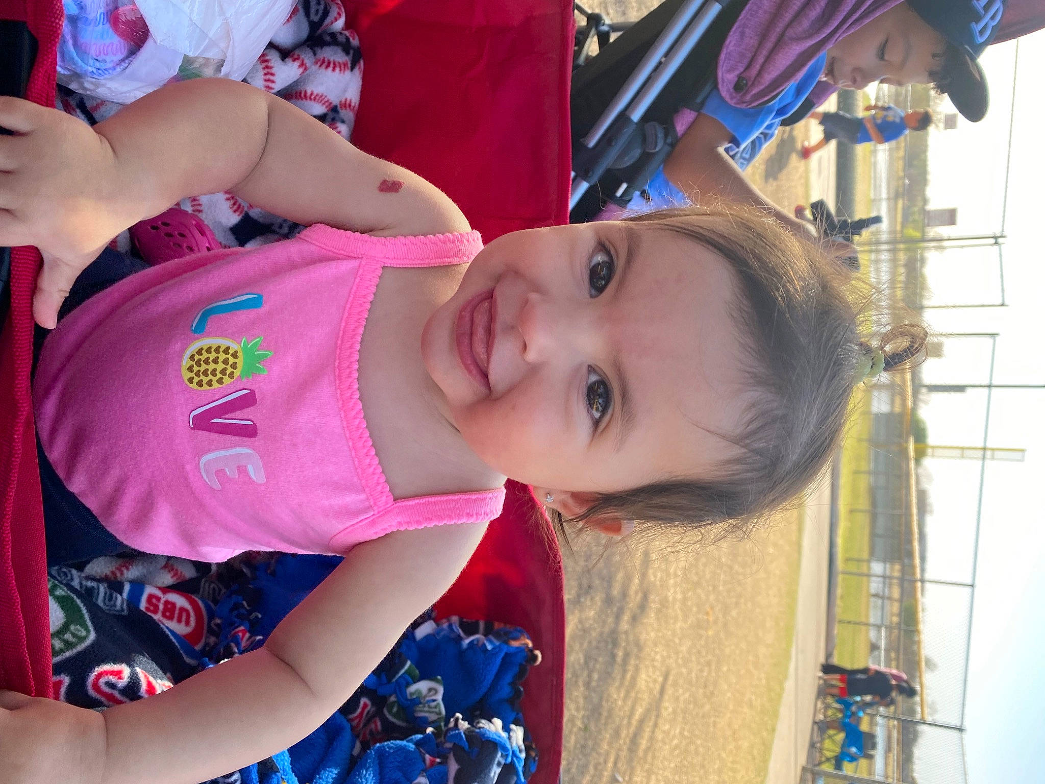 Aria joined the competition — help win amazing prizes! beauty, blue, child, electric_blue, event, facial_expression, fun, hairstyle, happy, joy, leisure, magenta, mouth, person, pink, red, skin, smile, summer, toddler