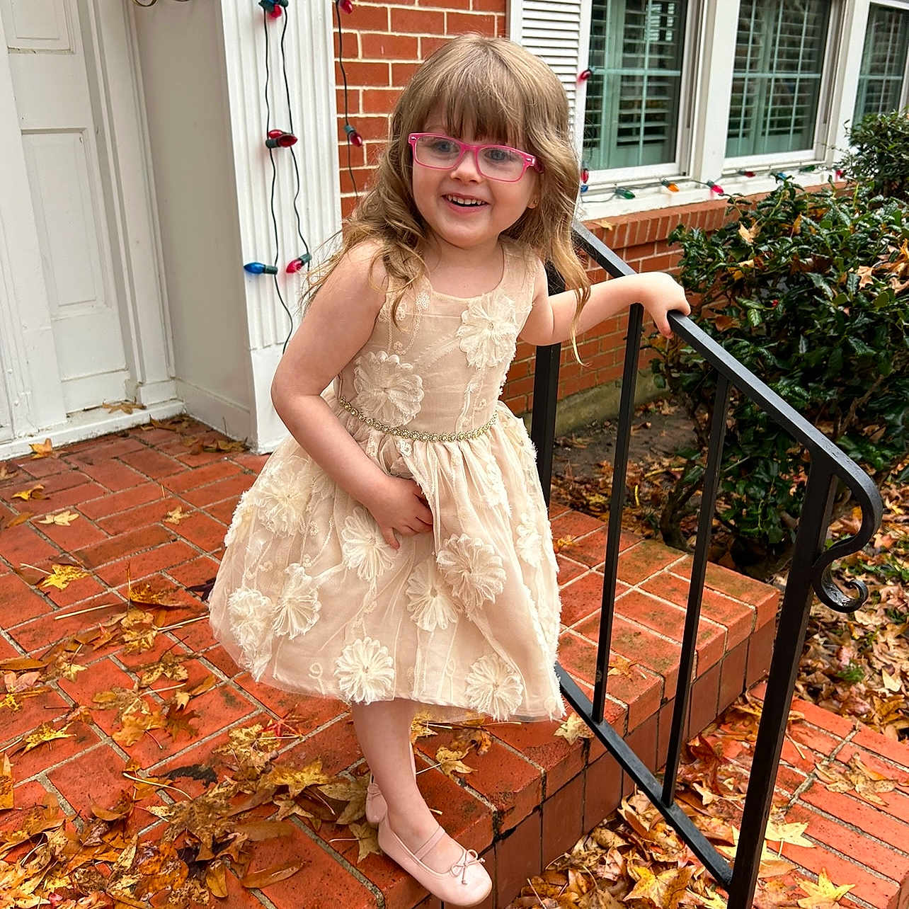 Layla joined the competition — help win amazing prizes! accessories, blouse, brick, child, clothing, dress, eveningdress, face, female, formalwear, glasses, grass, handrail, head, path, person, photography, plant, portrait, walkway