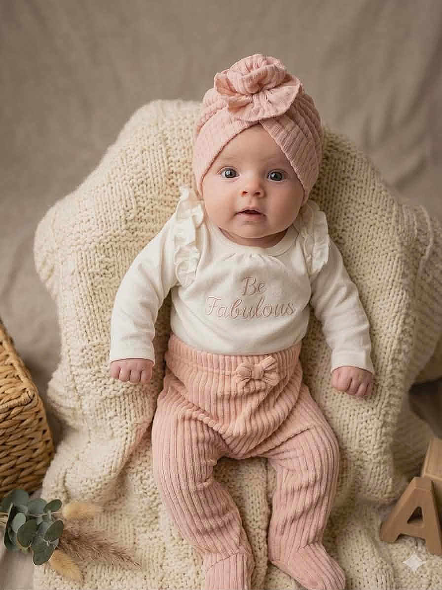 Haizlee joined the competition — help win amazing prizes! baby, infant, child, headband, bow, knitted_blanket, basket, onesie, ribbed_pants, knitwear, cozy, portrait, sitting, big_eyes, gaze, soft_lighting, nursery_decor, hand, pose, fabric_texture