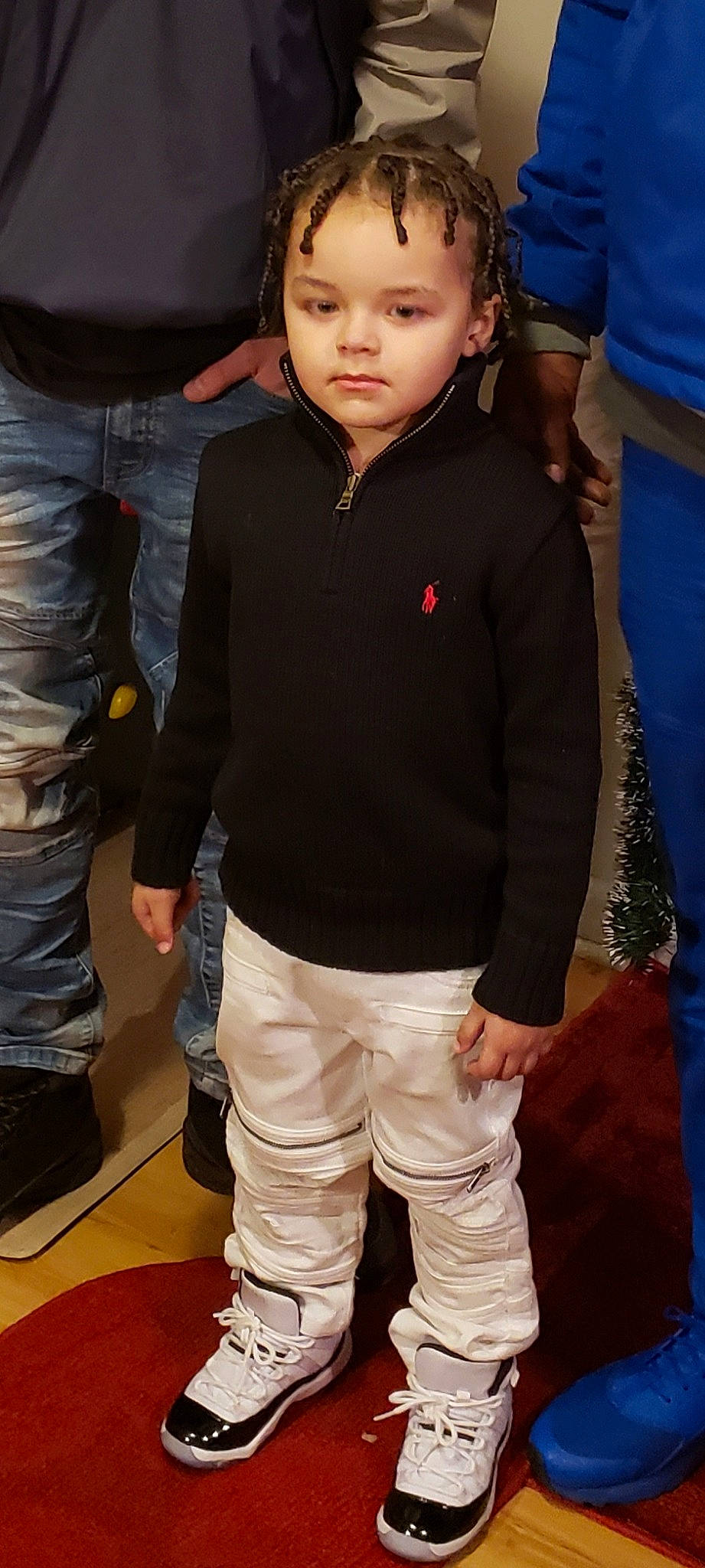 Izaiah joined the competition — help win amazing prizes! boy, child, cool, costume, flooring, footwear, fun, girl, human, jeans, outerwear, person, product, shoe, smile, standing, toddler