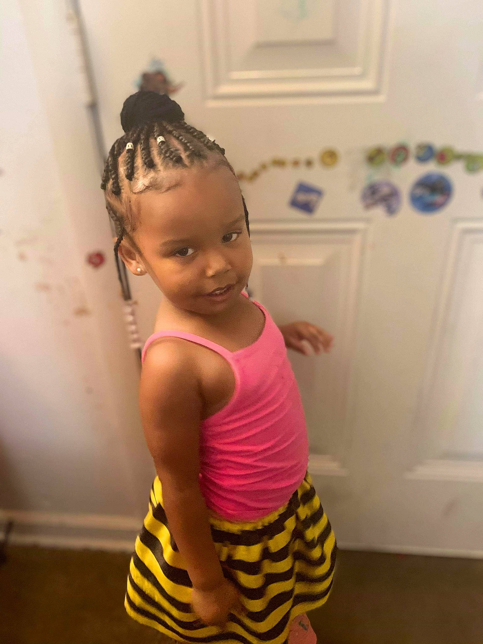 Treasure joined the competition — help win amazing prizes! abdomen, active_pants, active_tank, ankle, baby, baby_toddler_clothing, child, flooring, hair_accessory, hairstyle, headpiece, molding, person, picture_frame, shoulder, standing, stomach, sweatpant, toddler, toe