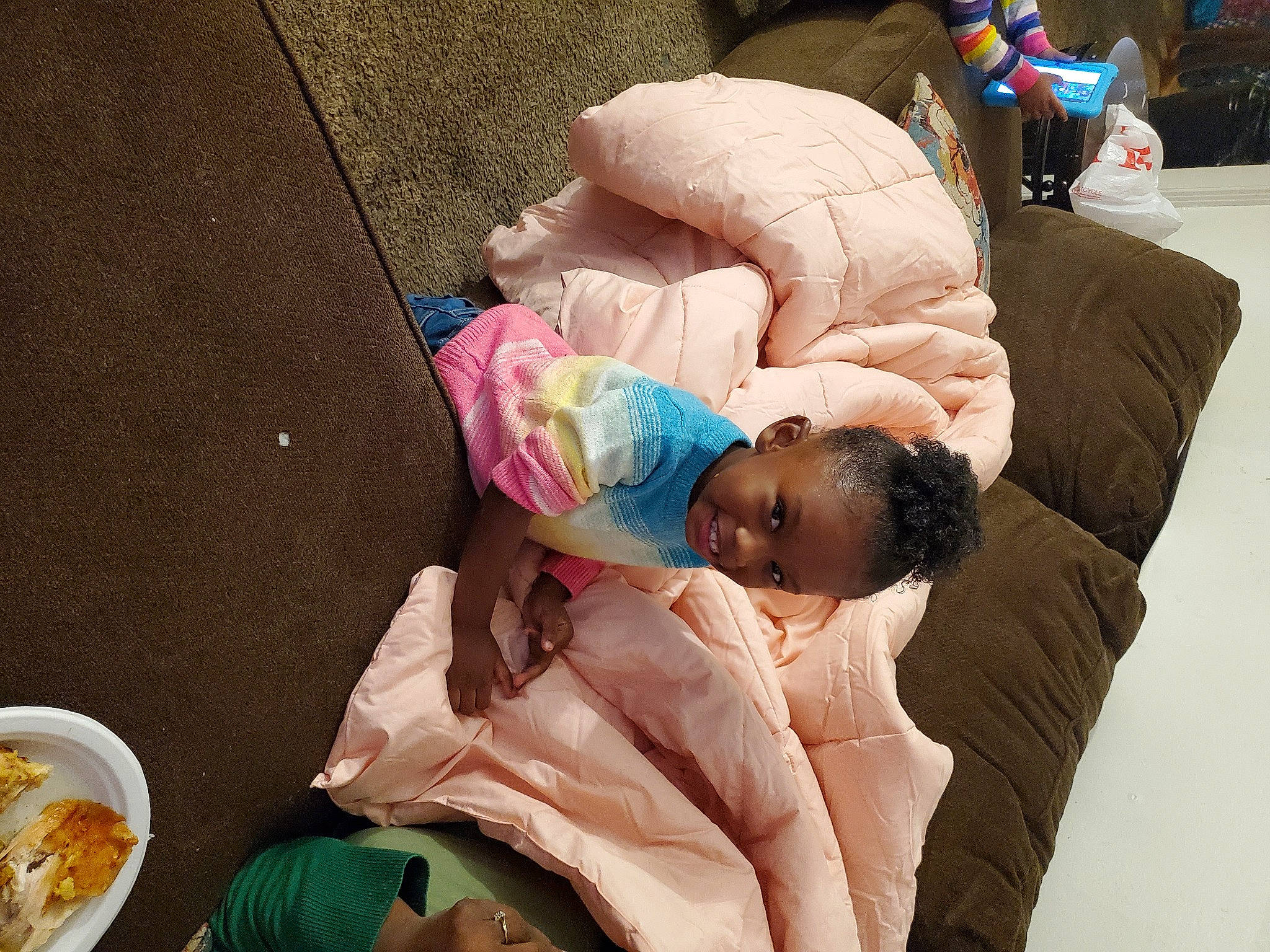 Jodi joined the competition — help win amazing prizes! baby, baby_products, bedding, bedtime, birth, comfort, comfort_food, cuisine, dish, dishware, joy, linens, lunch, meal, nap, person, plastic, plastic_bag, plate, sleep