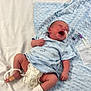 Theodore joined the competition — help win amazing prizes! newborn, baby, hospital, bed, blanket, diaper, sock, mittens, medical_tube, crying, infant, clothing, person, healthcare, pediatric, blue, white, lying_down, baby_gown, patient