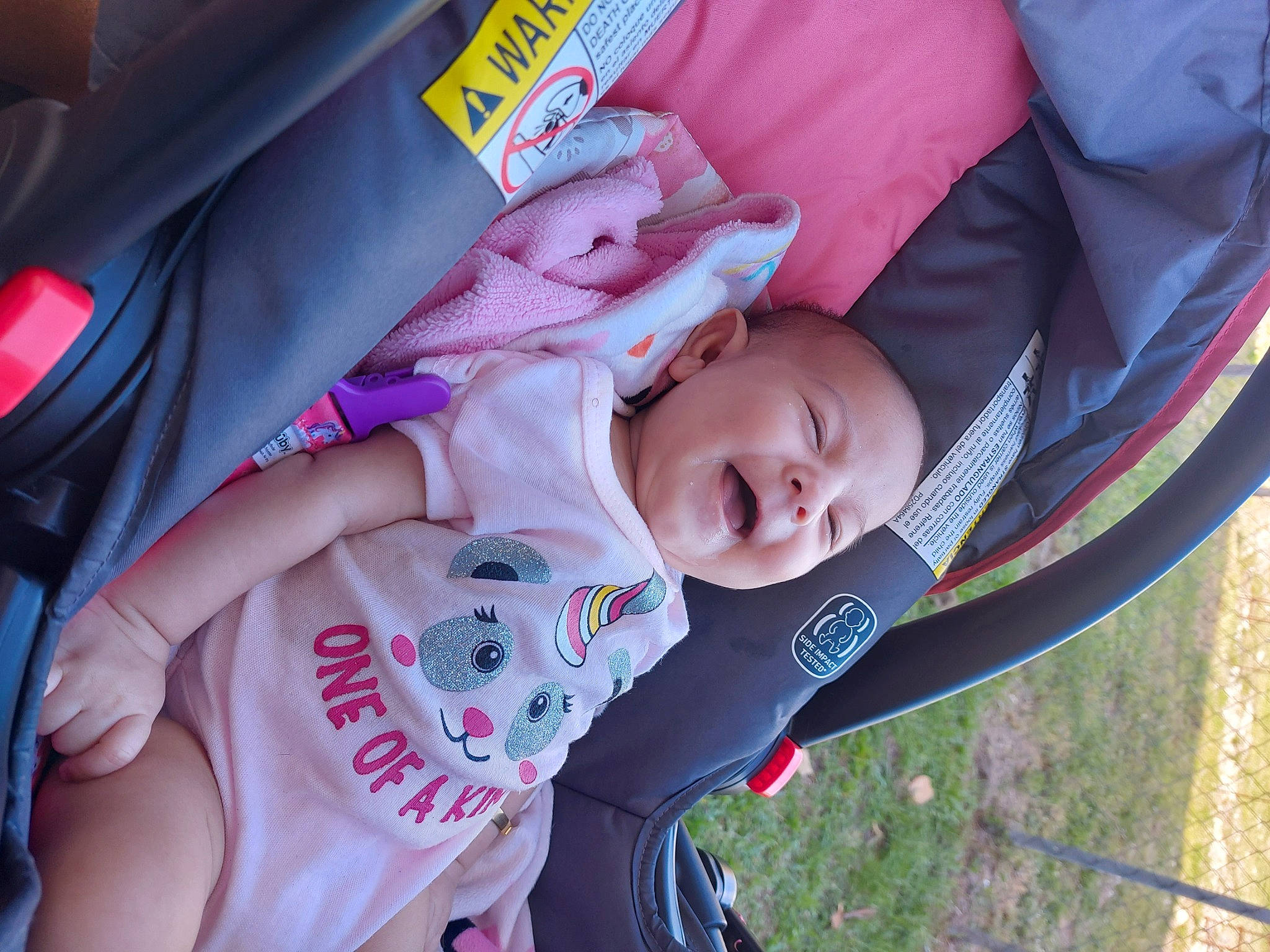 Sofia joined the competition — help win amazing prizes! baby, baby_carriage, baby_products, baby_toddler_clothing, beauty, car_seat, cheek, child, comfort, face, fun, grass, happy, leisure, magenta, person, pink, plant, skin, toddler