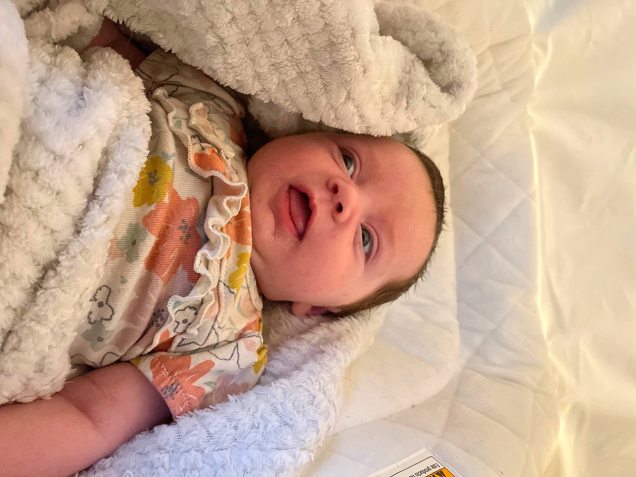 Adalynn joined the competition — help win amazing prizes! baby, bedding, bedtime, cheek, child, comfort, face, facial_expression, fur, happy, iris, linens, nap, nose, person, room, skin, sleep, smile, toddler