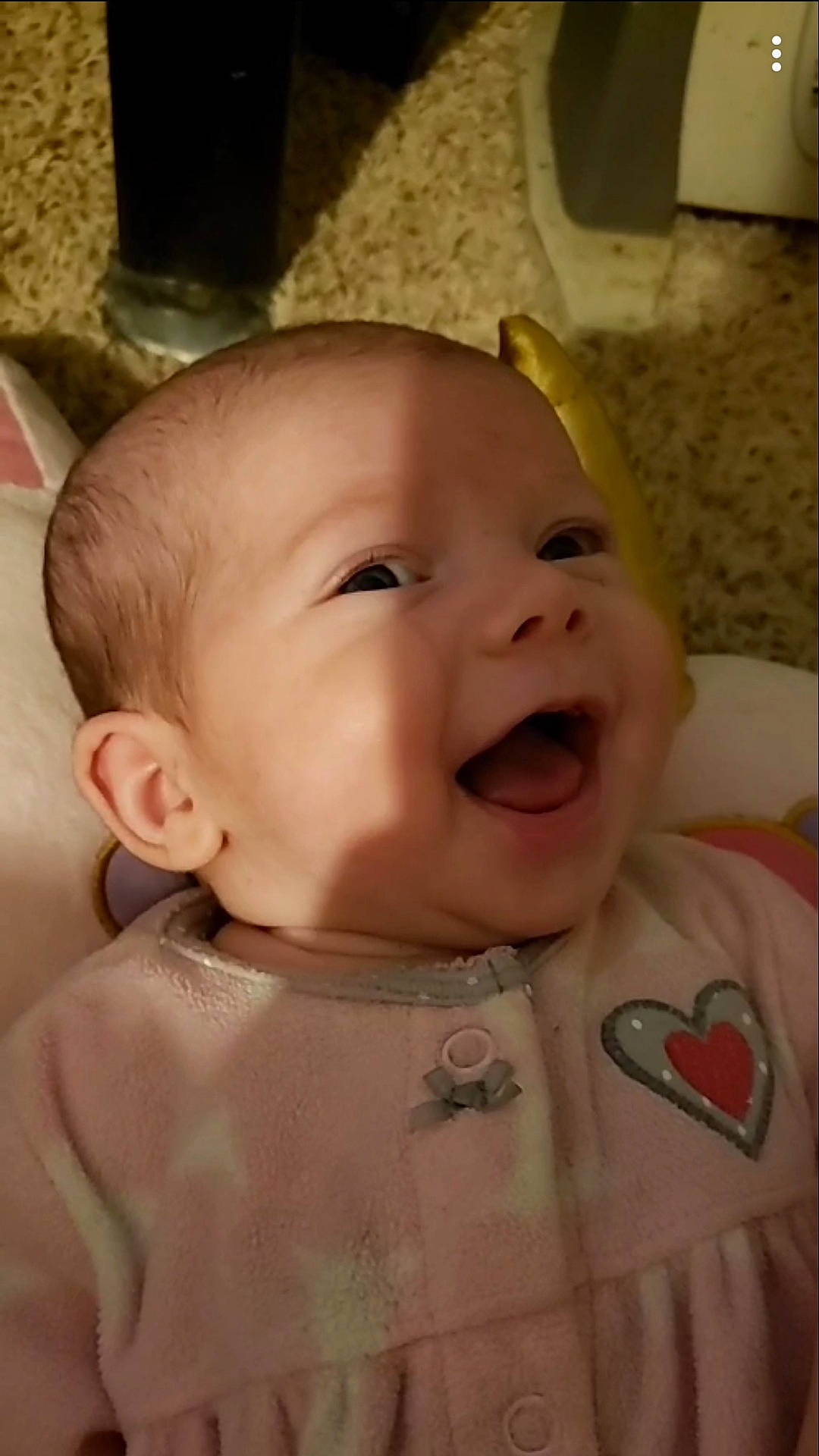 Annabelle is registered to the contest to win money with this photo: baby, baby_making_funny_faces, cheek, child, chin, eye, eyebrow, face, facial_expression, forehead, head, iris, laugh, lip, mouth, nose, person, skin, smile, toddler