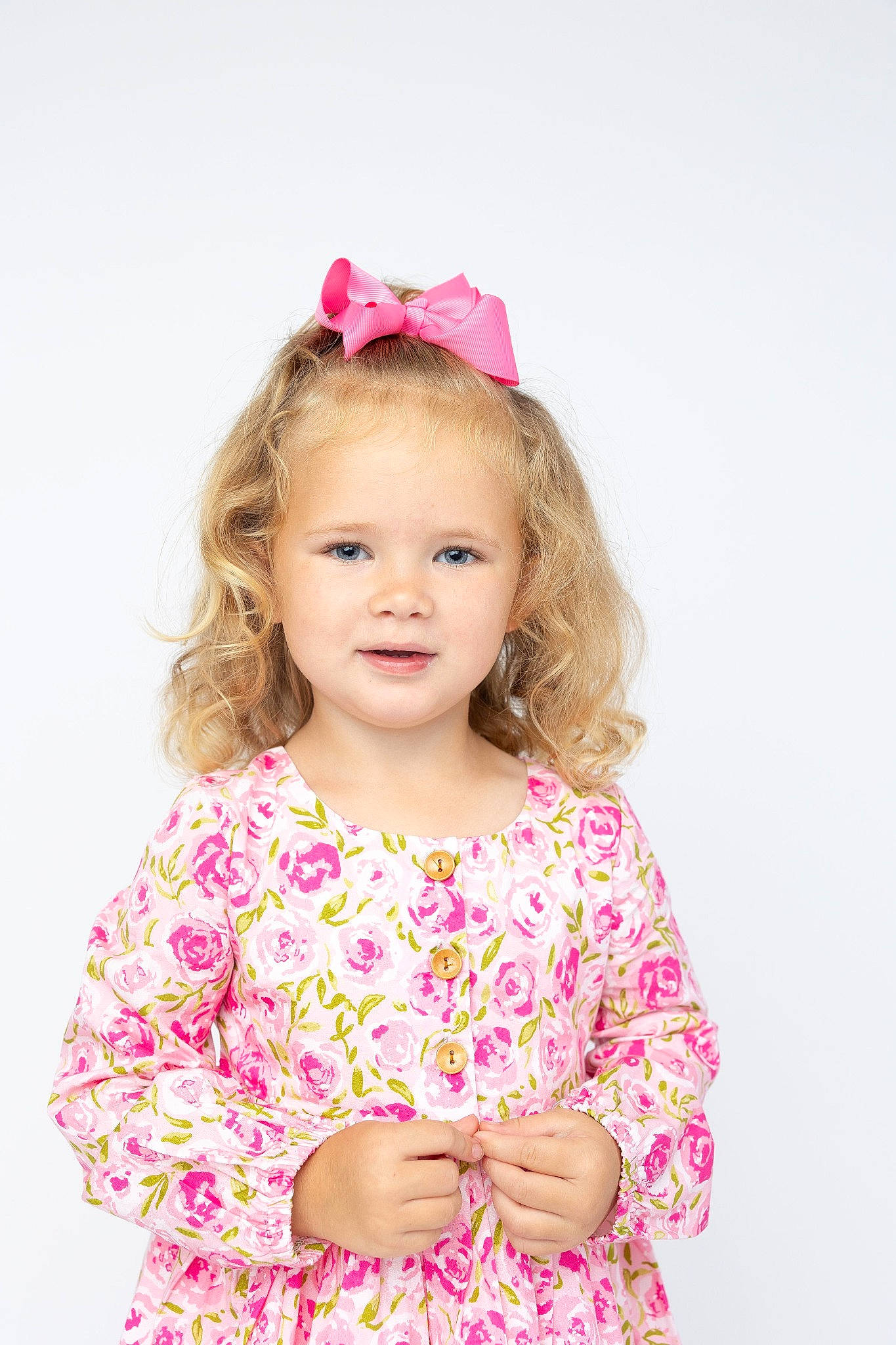 Callie joined the competition — help win amazing prizes! baby_toddler_clothing, blond, child, clothing, day_dress, dress, event, fashion_design, gesture, happy, headband, headpiece, joy, magenta, pattern, person, pink, shoulder, skin, sleeve