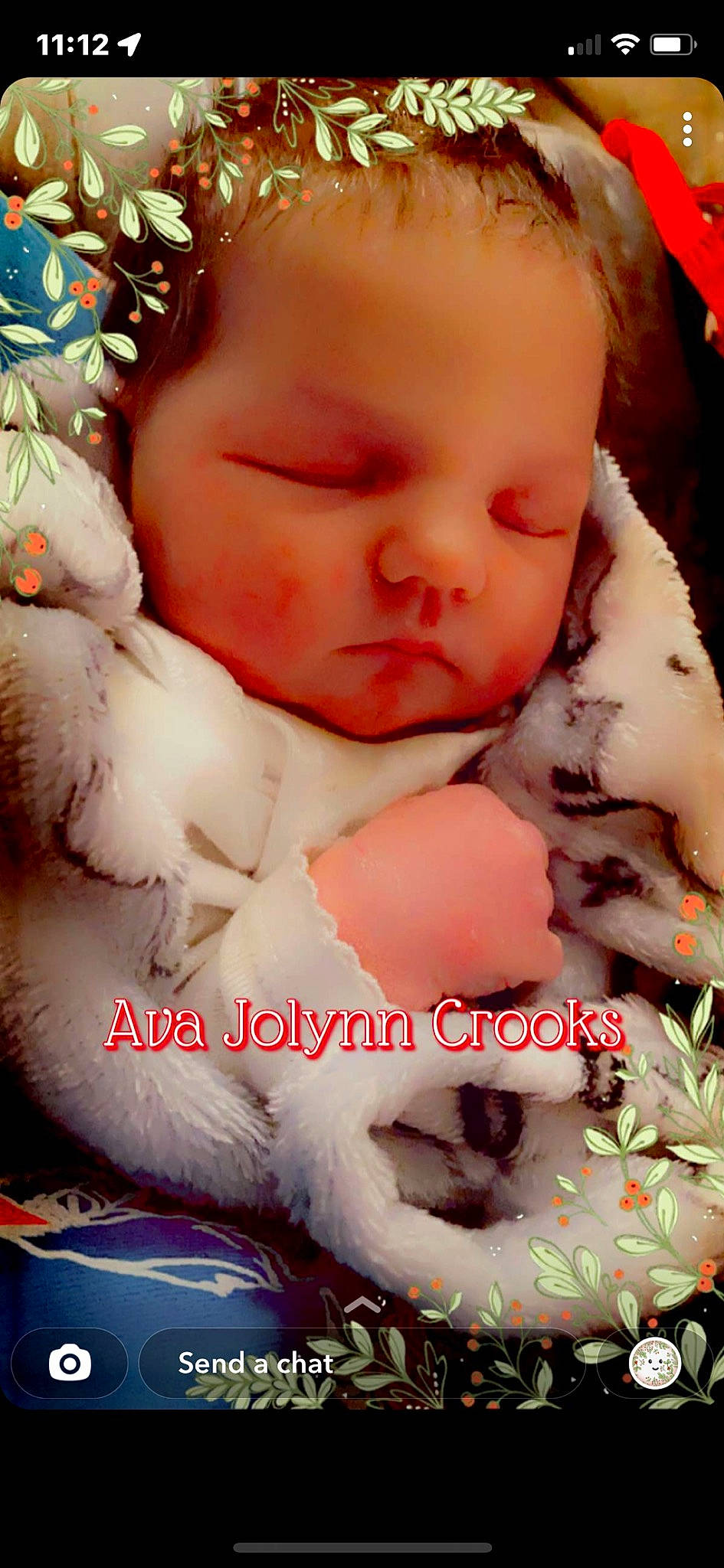 Ava is registered to the contest to win money with this photo: baby, baby_sleeping, baby_toddler_clothing, cheek, child, event, fur, happy, holiday, linens, nail, pattern, peach, people_in_nature, person, photography, pink, portrait_photography, skin, sweetness