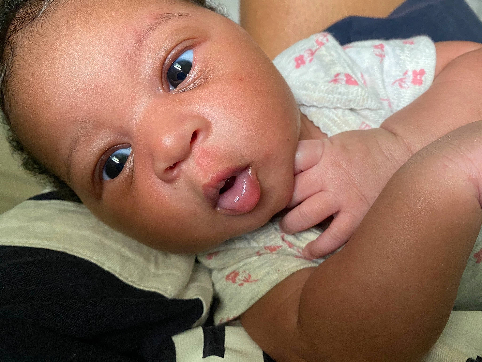 Kiyomi is registered to the contest to win money with this photo: baby, baby_toddler_clothing, cheek, child, comfort, ear, eyelash, finger, gesture, happy, human_body, iris, lip, mouth, nail, nose, person, skin, smile, thumb