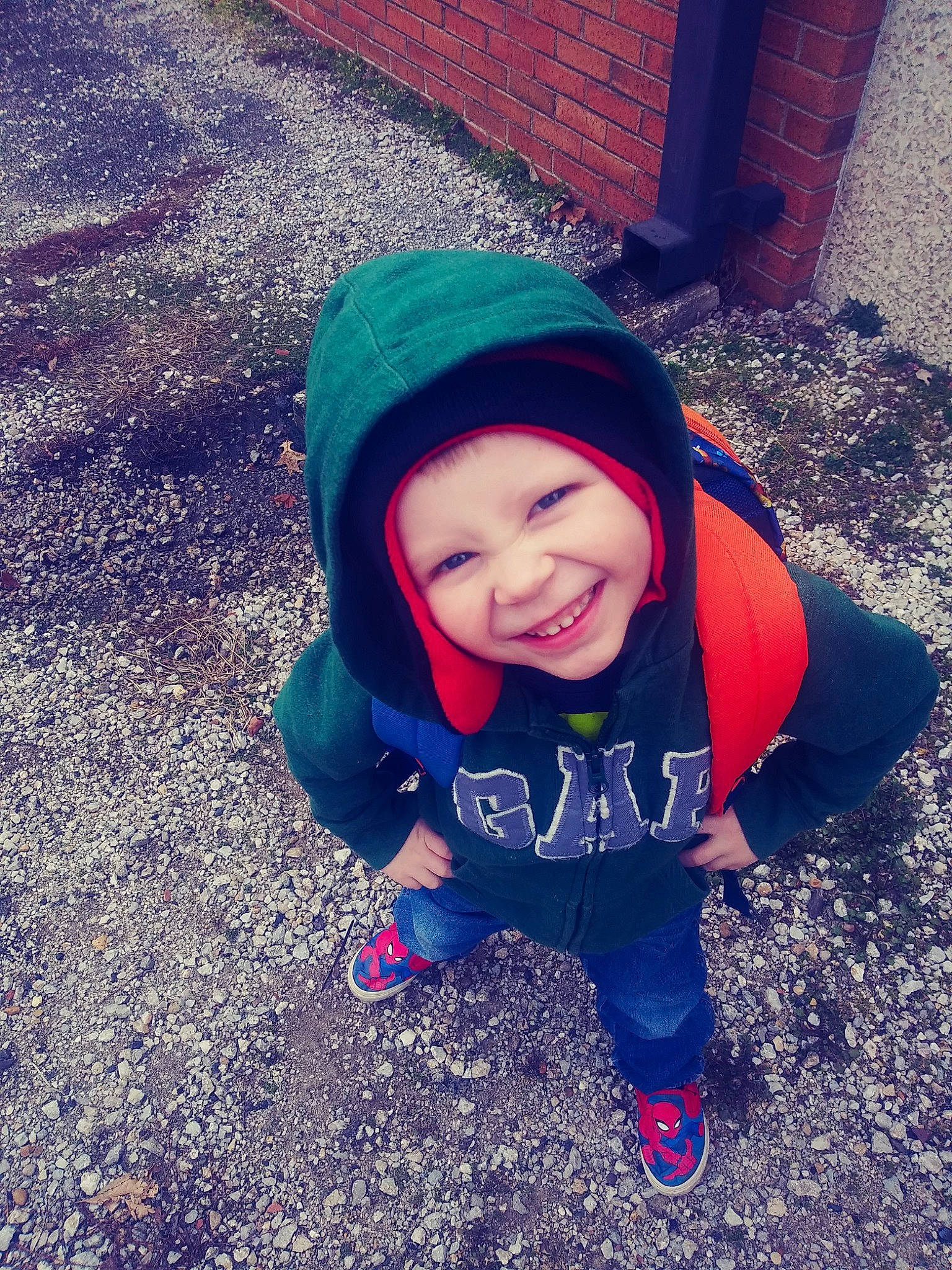 Caleb joined the competition — help win amazing prizes! beanie, child, cool, eye, face, facial_expression, happy, head, headgear, headwear, joy, morning, mountain, mouth, nose, outerwear, people, person, sky, smile