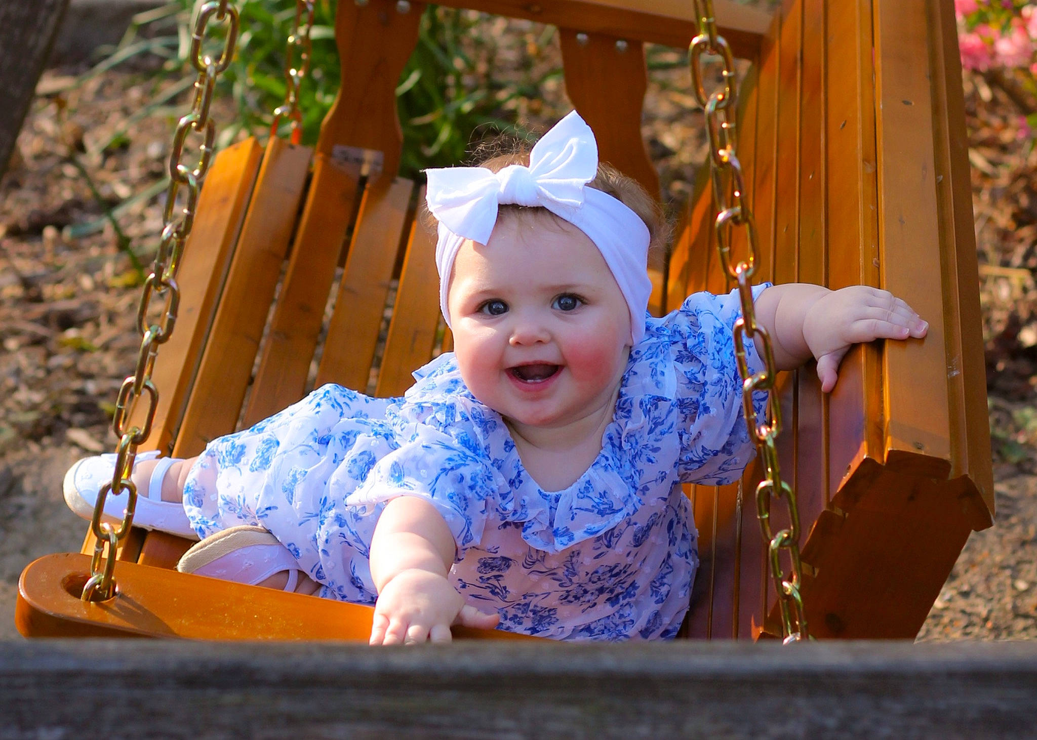 Adelina joined the competition — help win amazing prizes! baby, baby_toddler_clothing, child, event, eye, fun, grass, happy, headwear, joy, leaf, leisure, outdoor_play_equipment, people_in_nature, person, plant, playground, recreation, smile, swing