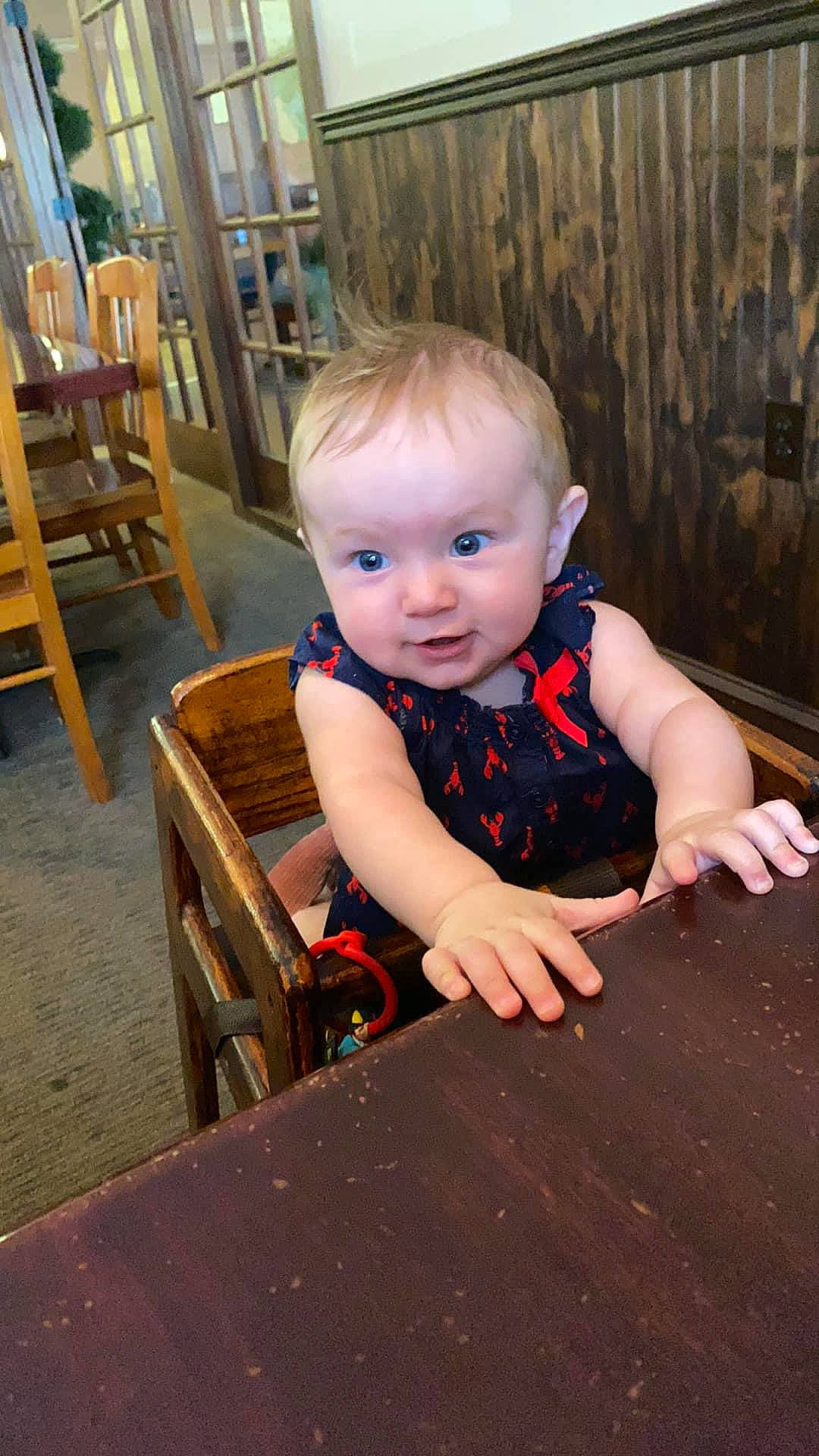 Rosalynn is registered to the contest to win money with this photo: child, person, sitting, toddler, wood