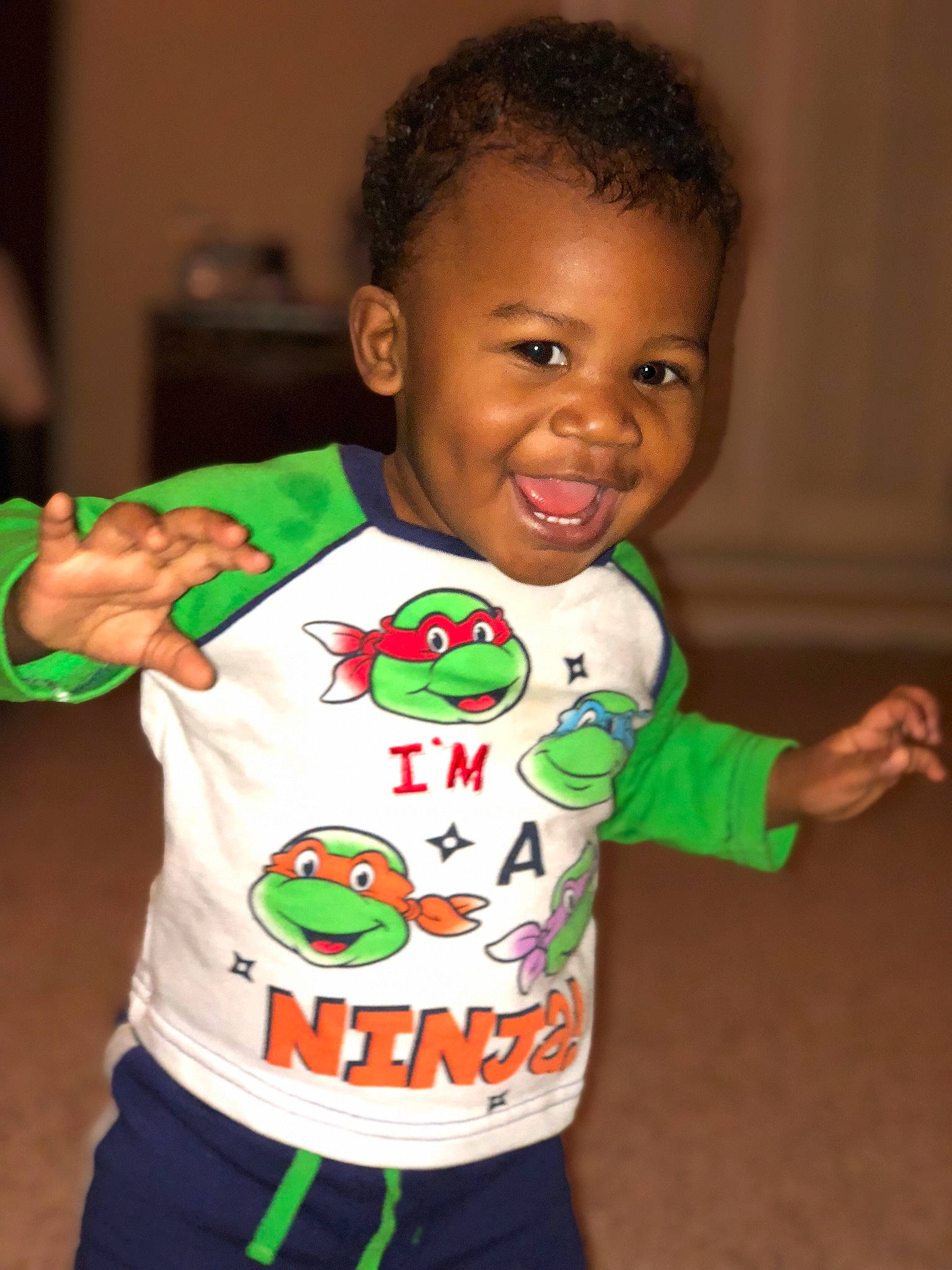 Kyran joined the competition — help win amazing prizes! boy, child, clothing, fun, green, joy, outerwear, person, play, product, sleeve, smile, t_shirt, toddler
