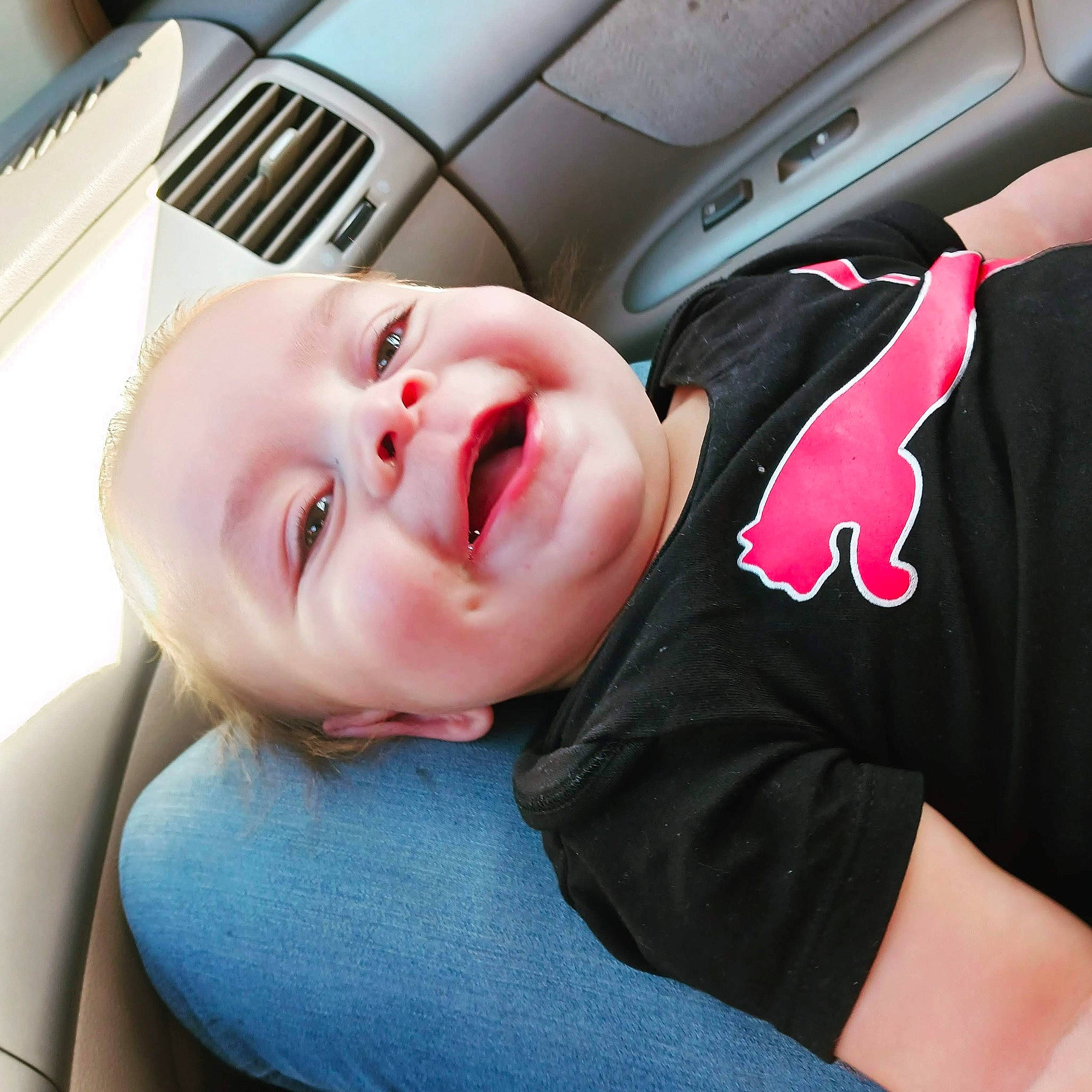 Coltan joined the competition — help win amazing prizes! auto_part, baby, baby_toddler_clothing, cheek, comfort, eyelash, finger, gesture, happy, jaw, lip, mammal, mouth, neck, nose, person, skin, smile, toddler, vehicle_door