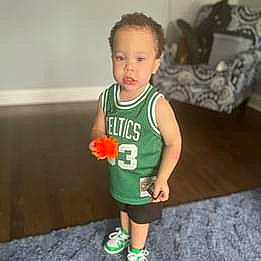 Antonio is registered to the contest to win money with this photo: baby, baby_toddler_clothing, flooring, fun, hair, happy, hardwood, head, human_leg, jersey, knee, person, room, sitting, sleeve, sportswear, t_shirt, thigh, thumb, toddler