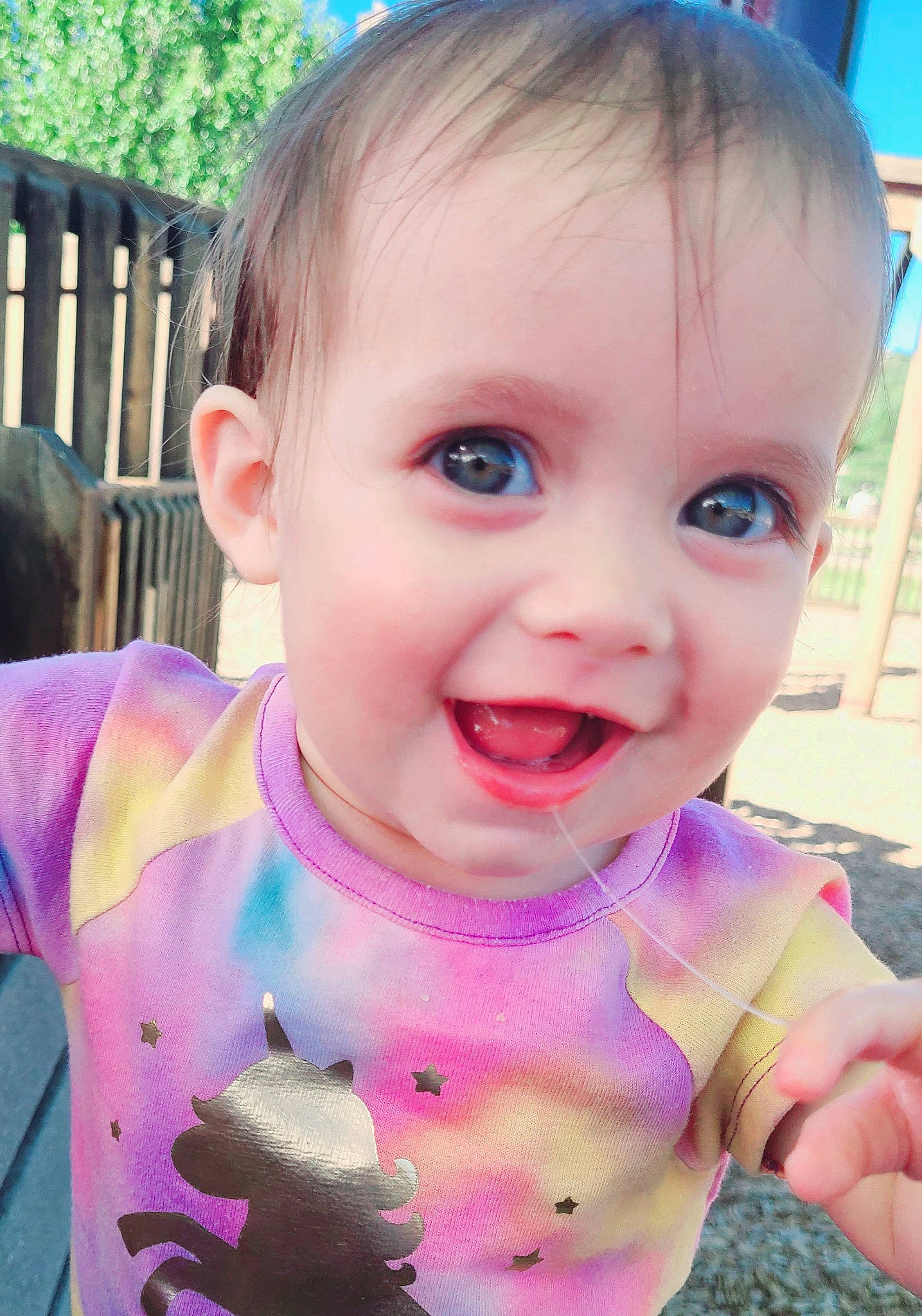 Jazmyn is registered to the contest to win money with this photo: baby, baby_toddler_clothing, blue, cheek, child, chin, eyelash, facial_expression, grass, happy, iris, lip, mouth, nose, person, pink, skin, sleeve, smile, summer