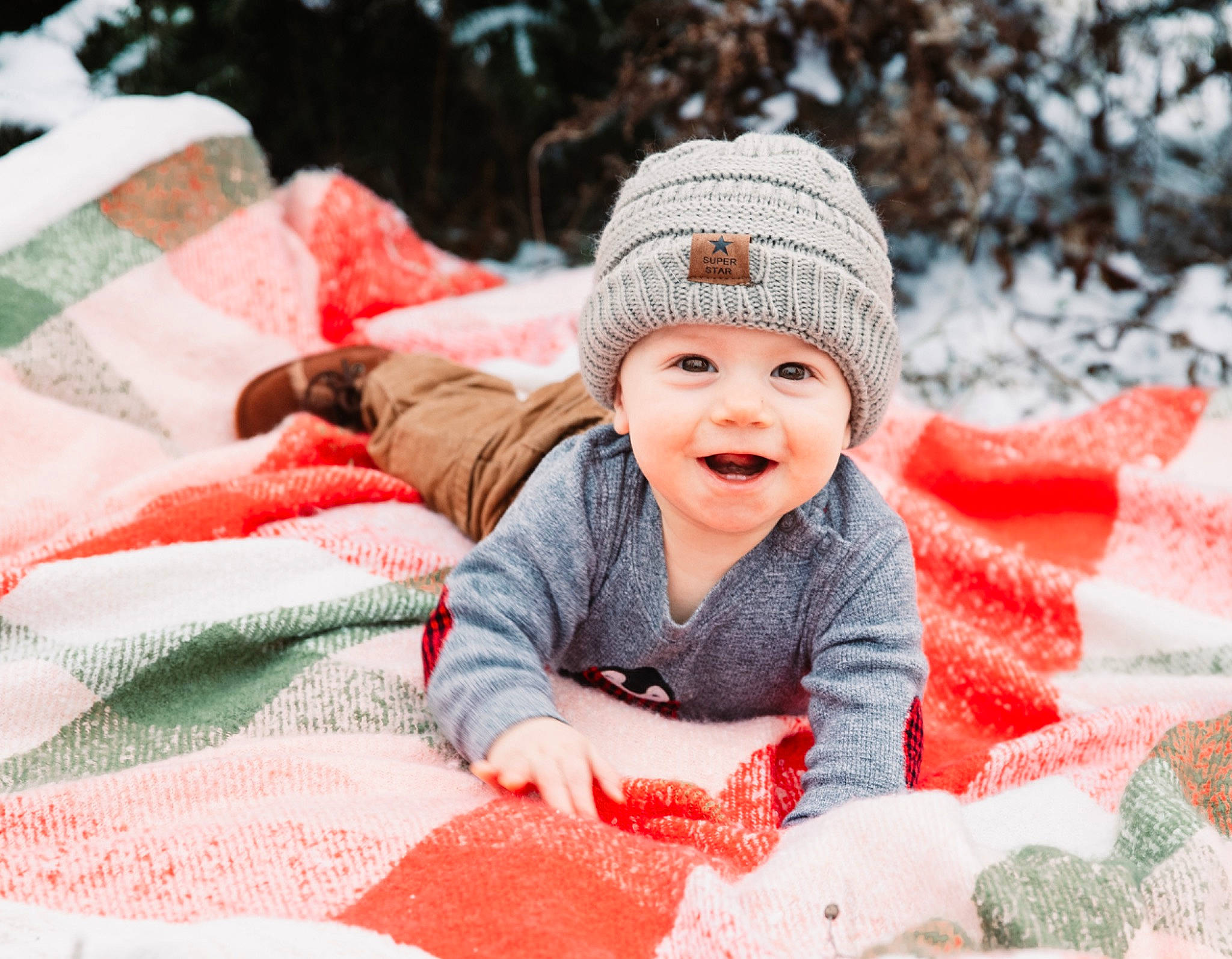 Bobby joined the competition — help win amazing prizes! baby, baby_toddler_clothing, cap, comfort, eye, grass, happy, head, headgear, headwear, leisure, lip, outerwear, people_in_nature, person, plant, red, skin, sleeve, smile