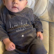 Ilyes participe au concours pour gagner de l'argent avec cette photo : baby, infant, child, face, eyes, clothing, onesie, sitting, cushion, baby_seat, indoor, cute, limited_edition, hands, portrait, soft_lighting, young_child, curious, comfortable, fabric