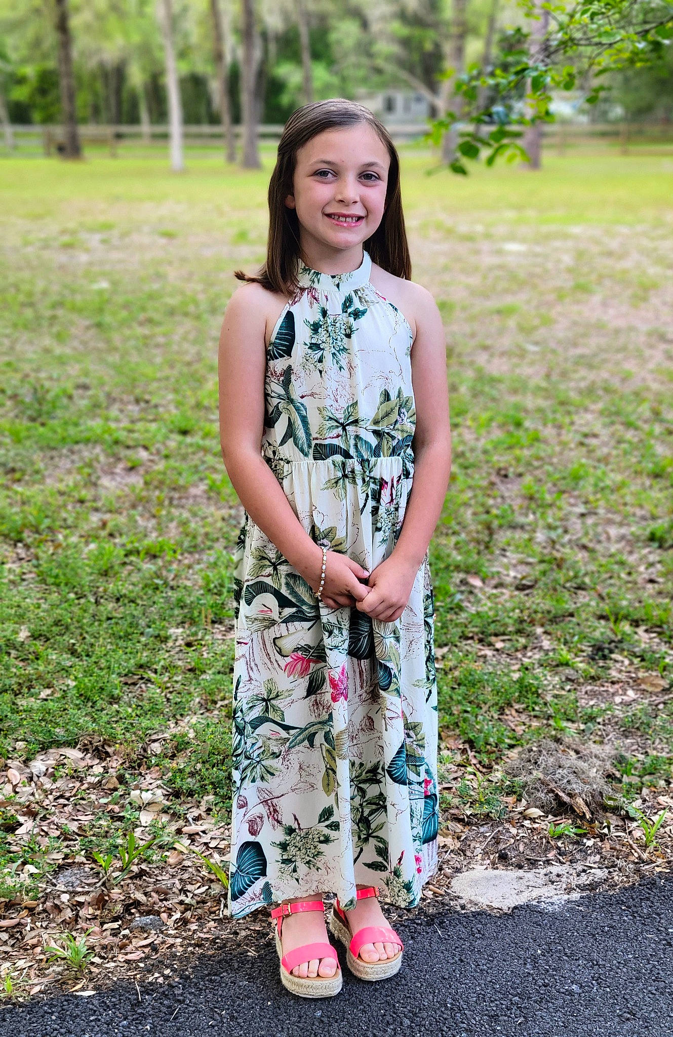 Piper joined the competition — help win amazing prizes! blond, clothing, day_dress, dress, electric_blue, fashion_design, grass, happy, joy, knee, outerwear, people_in_nature, person, pink, plant, shoulder, sleeve, smile, street_fashion, summer