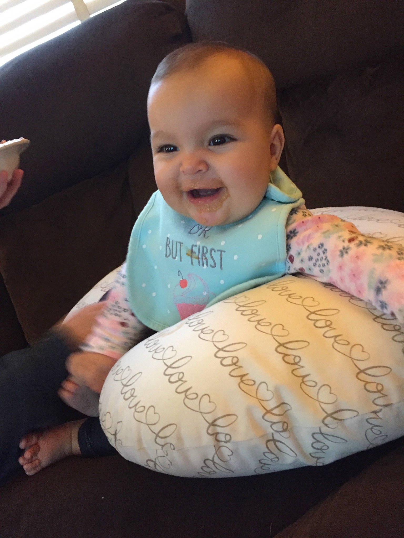 Briella joined the competition — help win amazing prizes! arm, baby, cheek, child, face, family, food, fun, happy, head, person, sitting, skin, smile, toddler, vacation