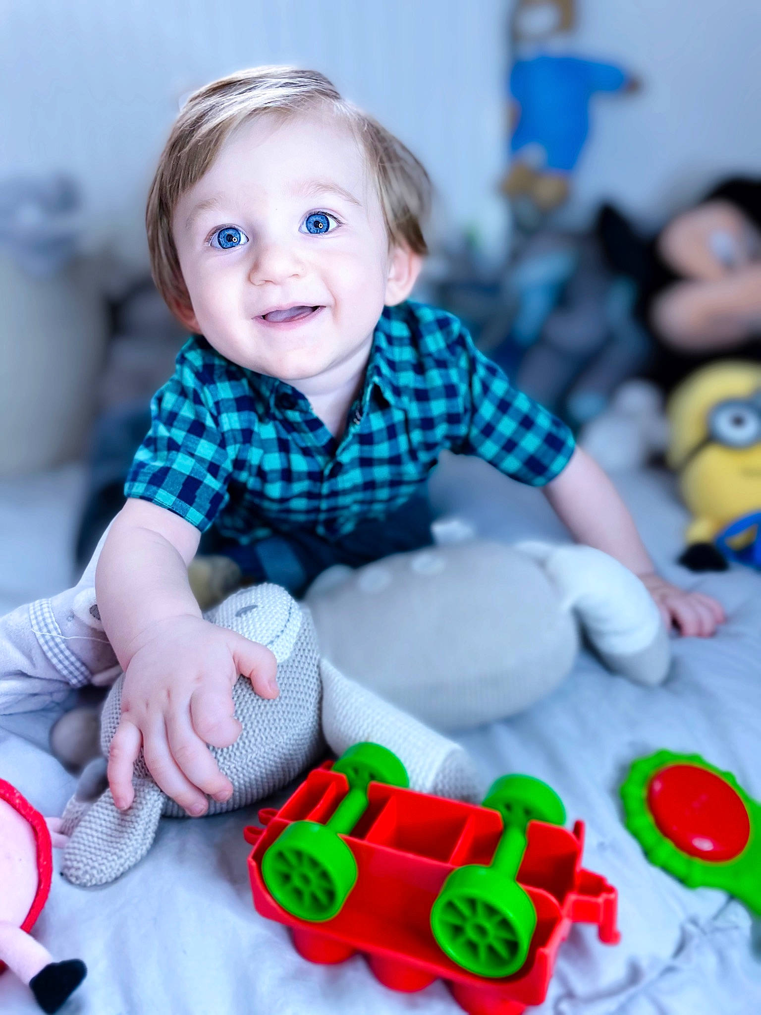 Alessio joined the competition — help win amazing prizes! baby, baby_playing_with_toys, baby_products, baby_toddler_clothing, blue, child, fun, happy, leisure, person, photograph, product, red, skin, sleeve, smile, snapshot, toddler, toy, white