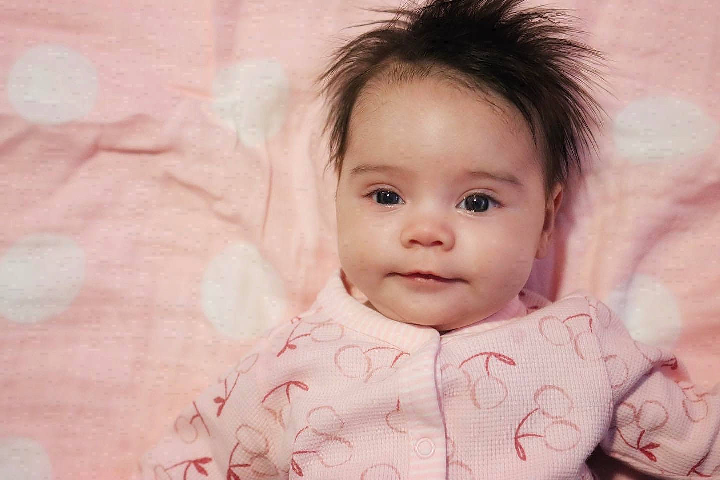 Arrow joined the competition — help win amazing prizes! baby, baby_toddler_clothing, cheek, collar, comfort, eyebrow, eyelash, face, flash_photography, fur, happy, iris, linens, lip, no_expression, nose, person, pink, sleeve, smile