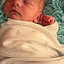 Holden joined the competition — help win amazing prizes! baby, newborn, sleeping, blanket, wrapped, infant, cozy, soft, blue_background, peaceful, cute, skin, face, hand, closeup, portrait, resting, indoors, child, young