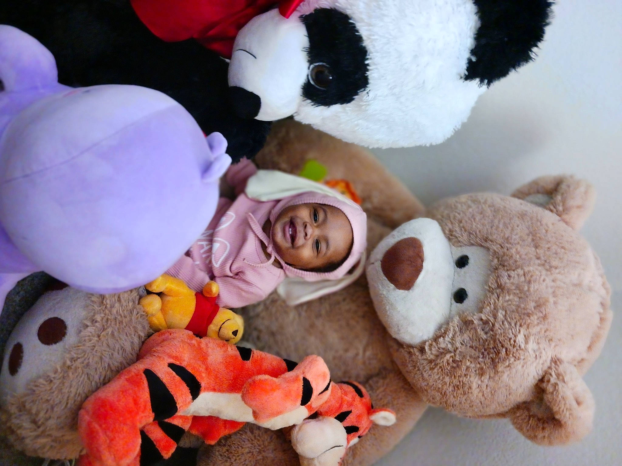 Nakia is registered to the contest to win money with this photo: baby_toys, carmine, child, comfort, fun, fur, happy, mammal, nose, person, pink, plush, red, room, stuffed_toy, teddy_bear, textile, toy, tree, vertebrate