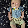 accessories, baby, bodypart, clothing, couch, face, finger, formalwear, furniture, hand, head, newborn, pants, person, photography, portrait, shirt, shorts, suspenders, tie