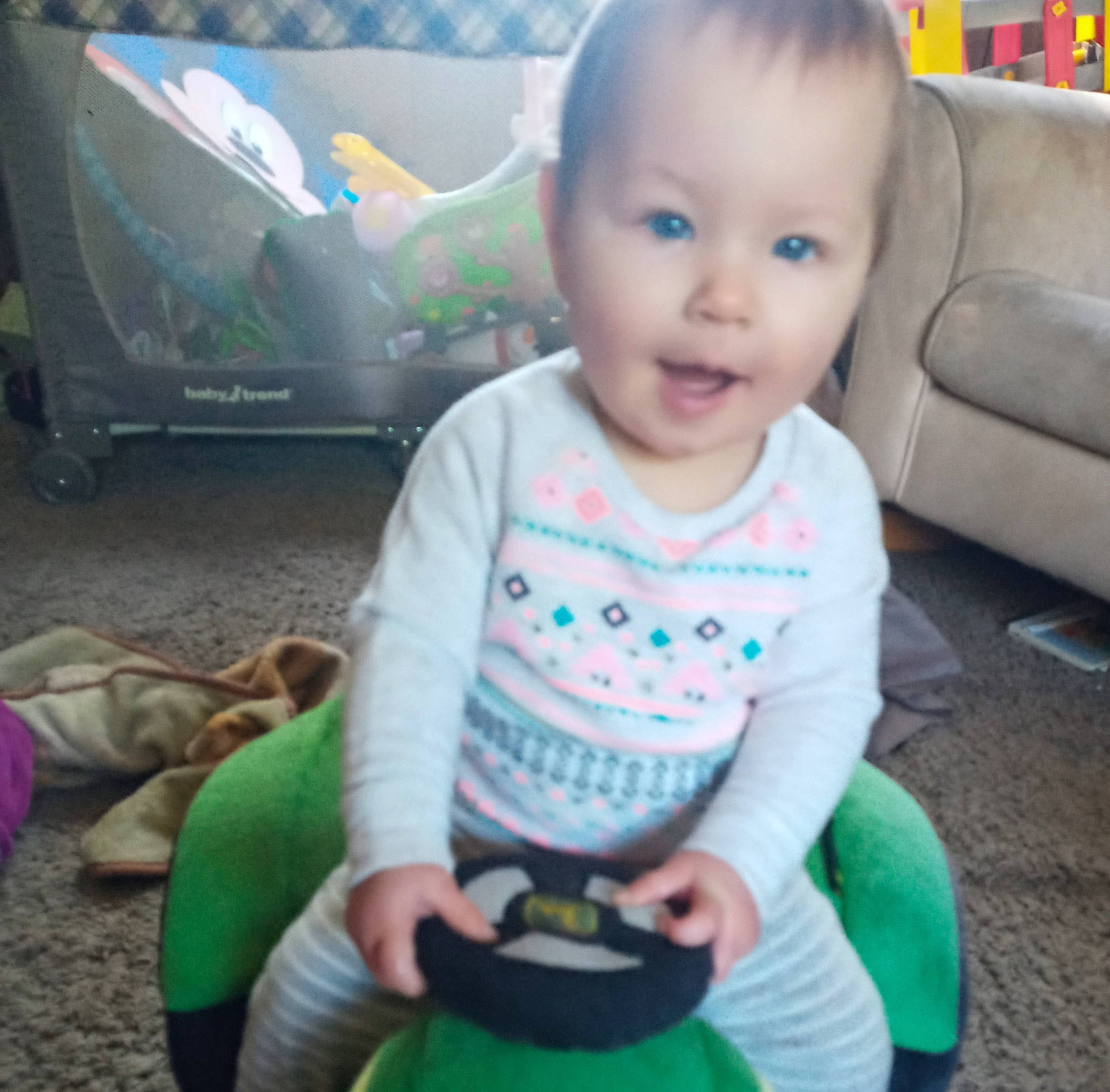 Violet joined the competition — help win amazing prizes! baby, child, cool, head, person, play, sitting, skin, smile, toddler, toy