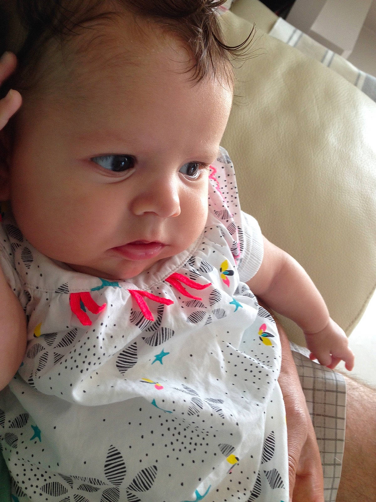 Lily-rose participe au concours pour gagner de l'argent avec cette photo : baby, baby_toddler_clothing, beauty, cheek, child, dress, ear, eye, face, fashion_accessory, head, iris, lip, neck, nose, pattern, person, skin, textile, toddler