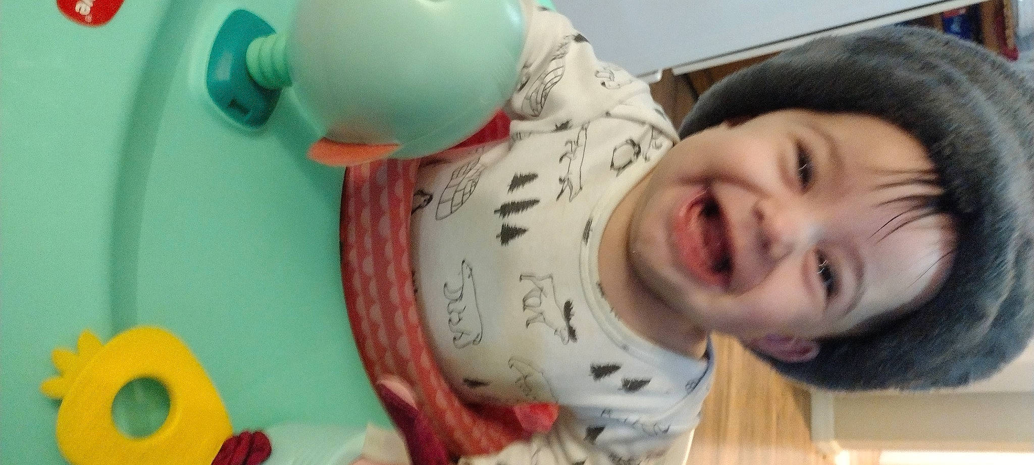 Tabitha joined the competition — help win amazing prizes! baby, baby_laughing, baby_products, baby_toys, cheek, child, eye, eyelash, fun, happy, nose, person, plastic, product, room, skin, smile, toddler, toy, yellow