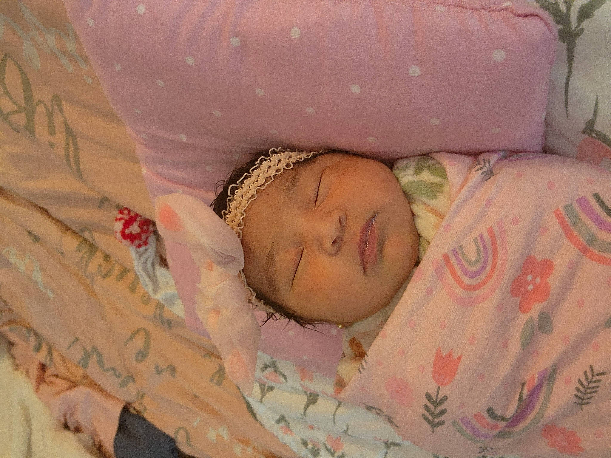 Arianna Aguilar joined the competition — help win amazing prizes! baby, baby_products, baby_sleeping, baby_toddler_clothing, bedtime, cheek, child, comfort, eyelash, headwear, linens, nap, pattern, person, pink, room, skin, sleep, toddler