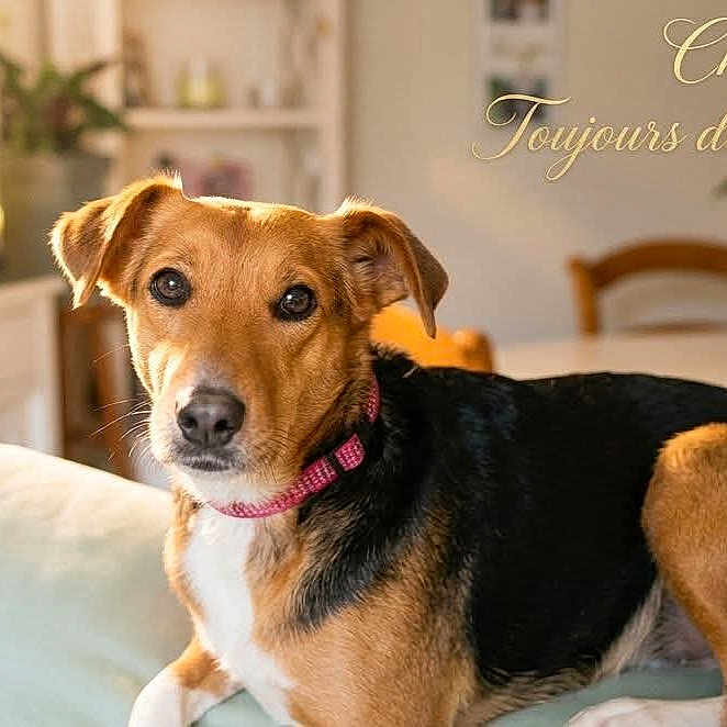 Chevy participe au concours pour gagner de l'argent avec cette photo : black, brown, canine, chair, collar, couch, dining_table, dog, fish_tank, furniture, home, indoor, living_room, pet, plant, portrait, relaxed, sunlight, text_overlay, white