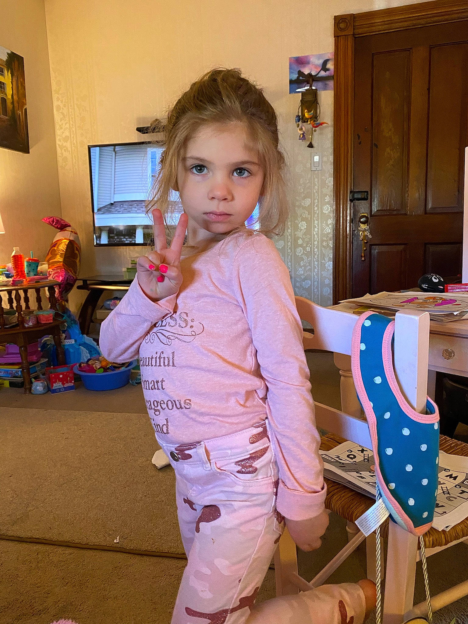 Sophia joined the competition — help win amazing prizes! baby_toddler_clothing, bag, cabinetry, chair, child, door, electric_blue, event, fashion_design, flooring, fun, hair, human_leg, luggage_and_bags, person, picture_frame, play, room, sitting, sleeve