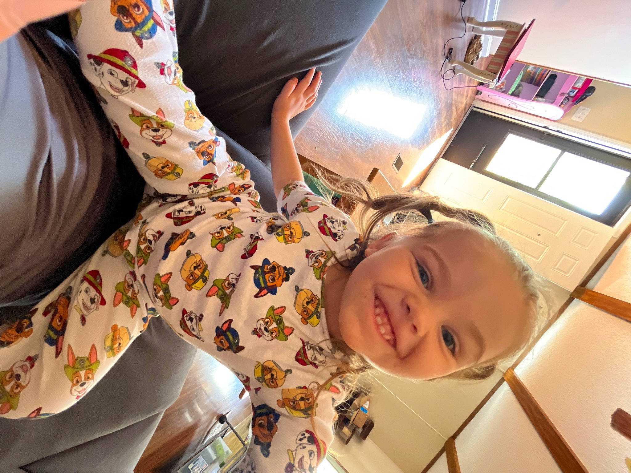 Adelyn joined the competition — help win amazing prizes! chair, child, comfort, eyewear, flooring, fun, happy, human_leg, joy, linens, pattern, person, play, room, selfie, sitting, smile, t_shirt, table, tableware