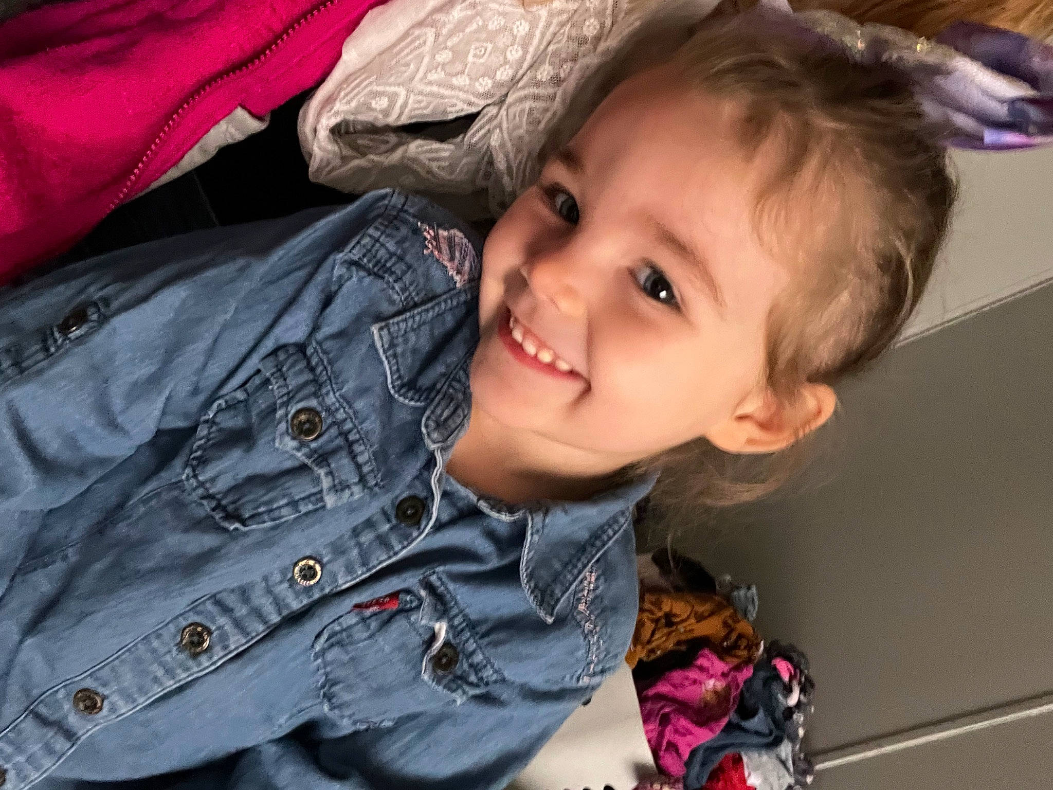 Adelyn joined the competition — help win amazing prizes! beauty, cheek, child, denim, eye, facial_expression, flash_photography, happy, head, iris, joy, lip, mouth, nose, people, person, pink, skin, sleeve, smile