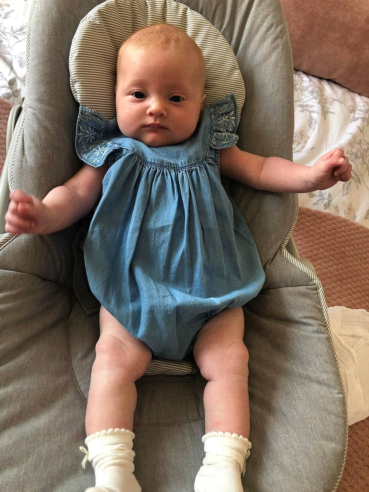 Emilie joined the competition — help win amazing prizes! arm, baby, baby_products, beige, cheek, child, head, leg, person, product, sitting, skin, toddler