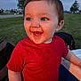 Jaxson is registered to the contest to win money with this photo: toddler, child, outdoor, grass, red_shirt, smiling, happy, face, person, evening, nature, tree, joy, casual_clothing, portrait, cute, wind, skin, head, baby