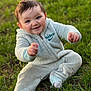 baby, child, smiling, sitting, grass, outdoor, nike, clothing, fleece, cute, happy, face, person, nature, green, young, infant, portrait, playful, casual