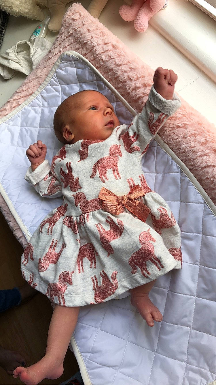 Lily Kate is registered to the contest to win money with this photo: baby, child, dress, linens, outerwear, pattern, person, product, sleeve, textile, toddler