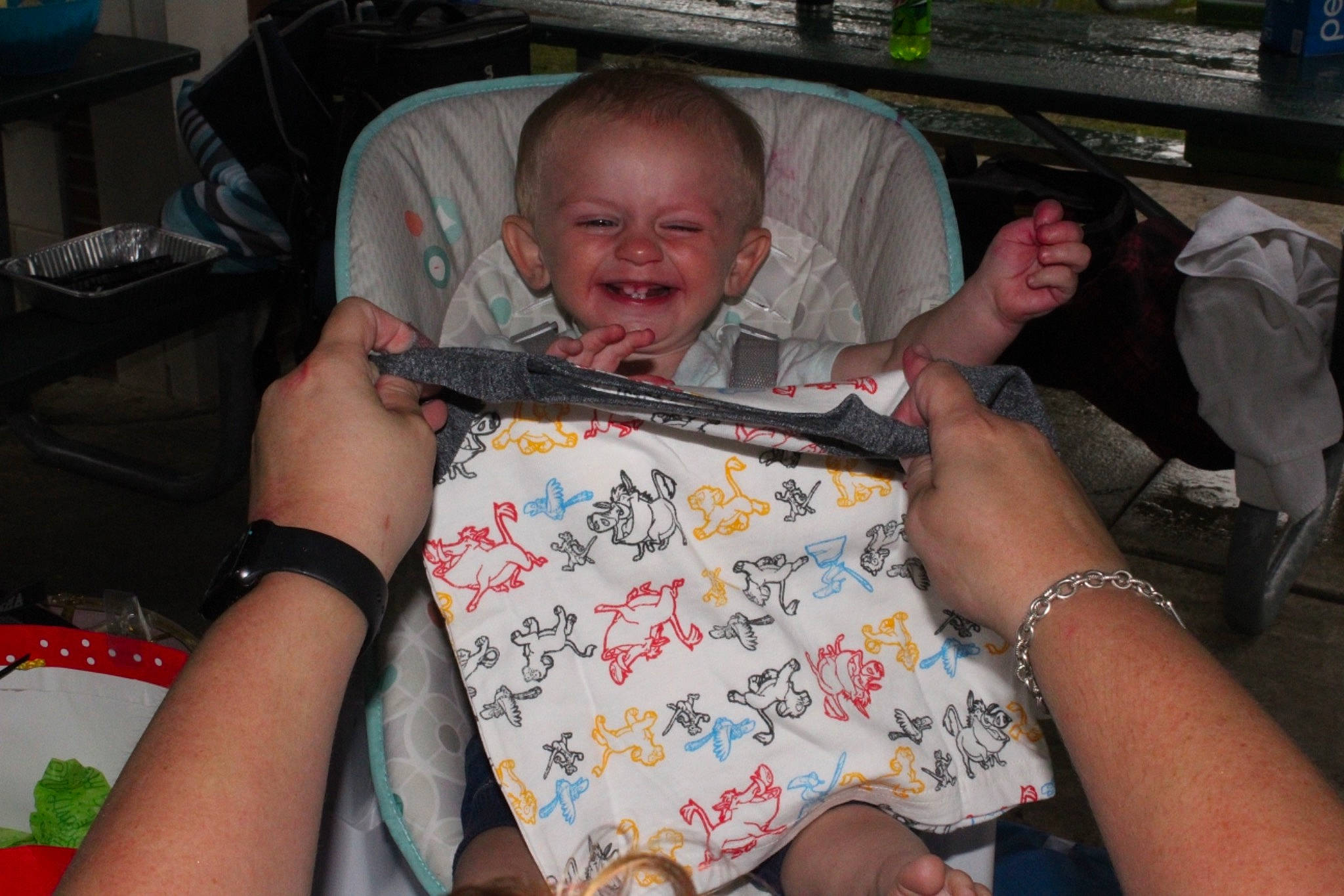 Jaxxon is registered to the contest to win money with this photo: art, chair, child, comfort, event, finger, fun, hand, handwriting, happy, joy, lap, linens, nail, pattern, person, sharing, sitting, smile, t_shirt