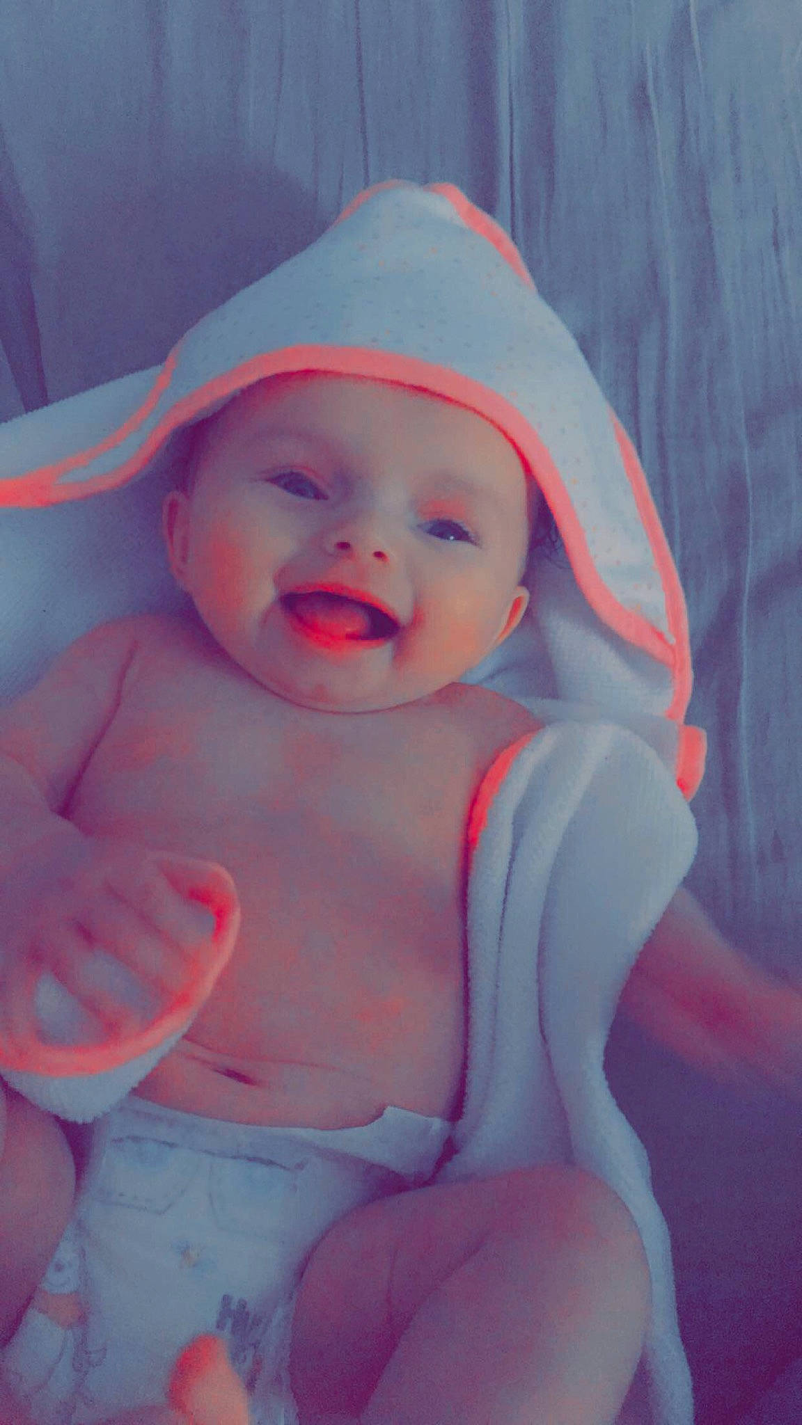 Sophia joined the competition — help win amazing prizes! azure, baby, baby_toddler_clothing, cap, cheek, eye, face, happy, headwear, iris, lip, mouth, person, pink, product, purple, skin, smile, standing, textile