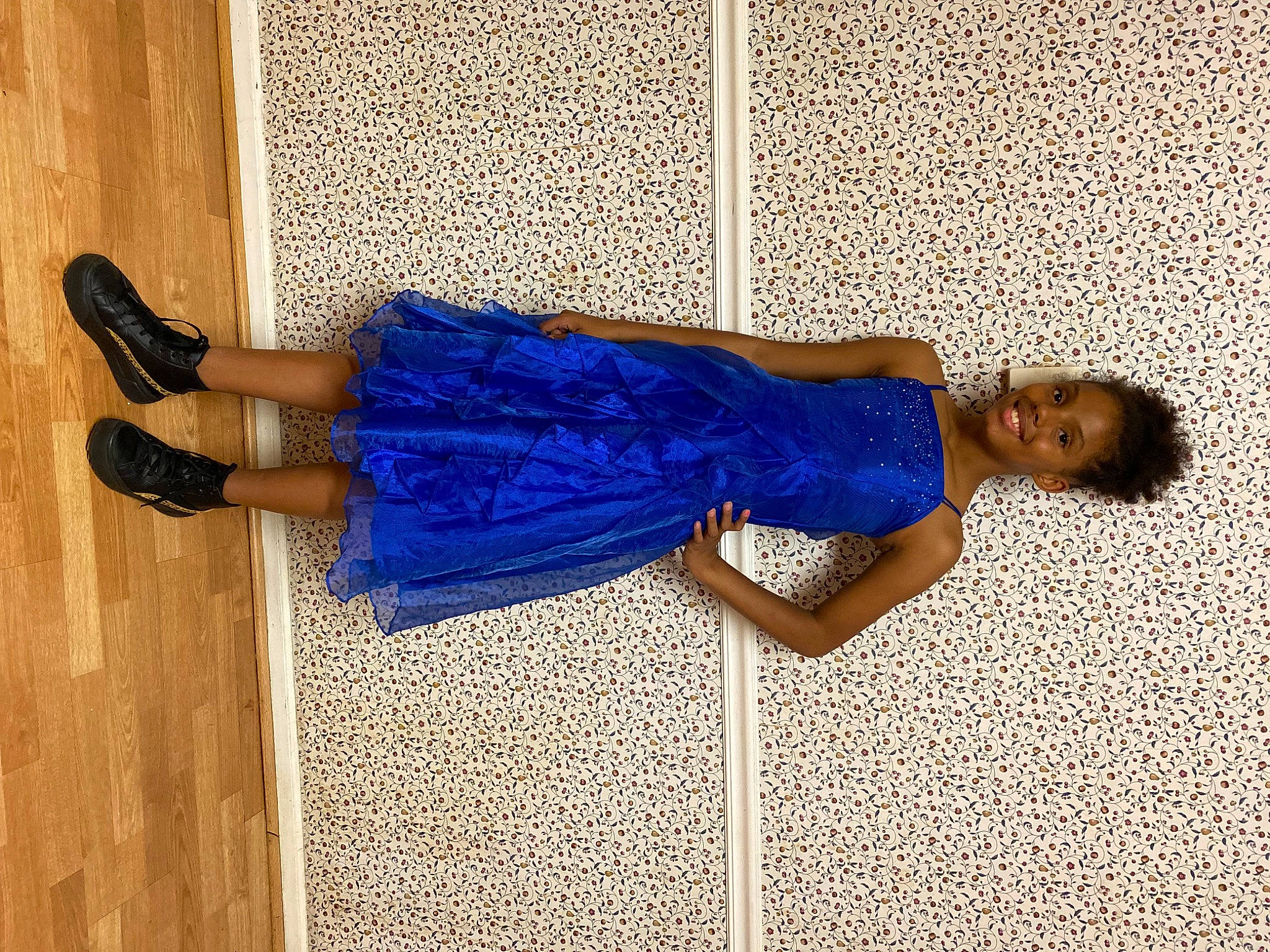 Malia joined the competition — help win amazing prizes! calf, clothing, denim, dress, electric_blue, fashion_design, flooring, foot, footwear, human_leg, joint, joy, knee, leg, pattern, person, shoe, sunglasses, textile, thigh