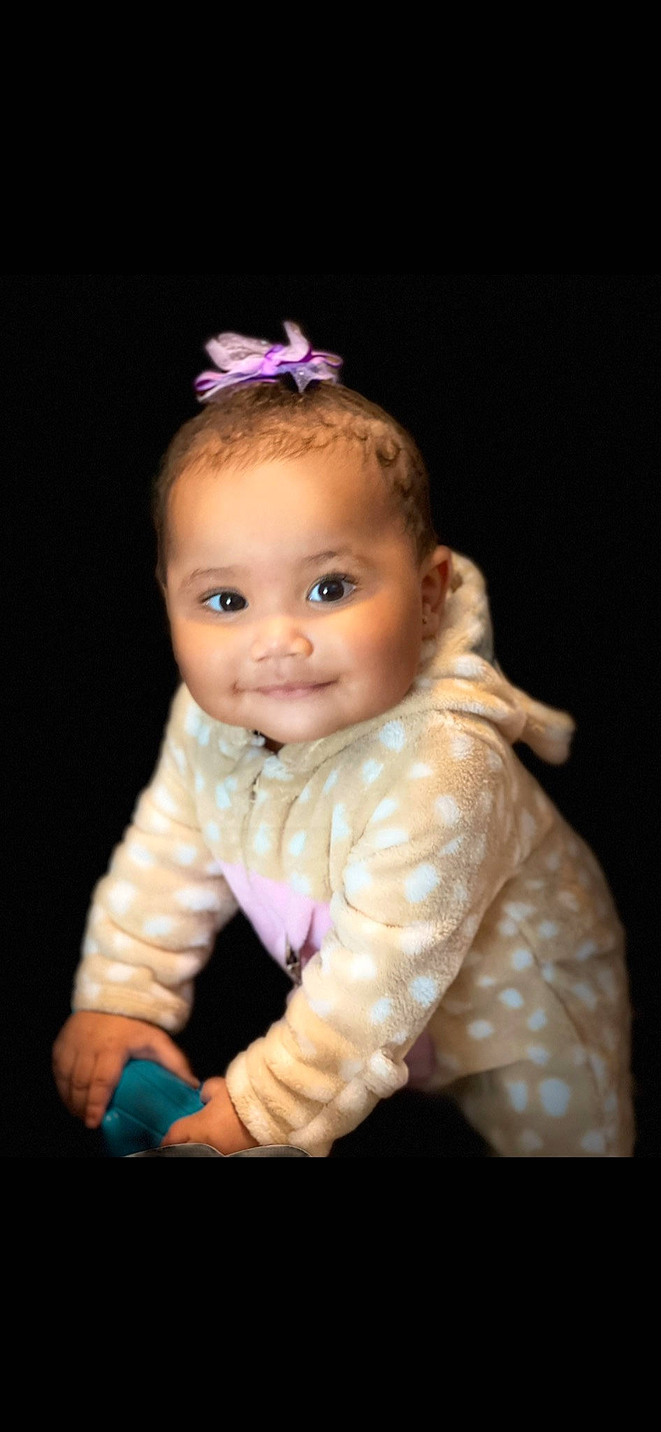 Khaleia Jo joined the competition — help win amazing prizes! baby, baby_toddler_clothing, cheek, child, chin, clothing, eye, eyelash, face, flash_photography, gesture, hair, headpiece, iris, joy, lip, person, purple, skin, sleeve