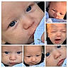 Lyra is registered to the contest to win money with this photo: baby, blue_eyes, closeup, collage, expression, face, infant, blanket, cute, child, skin, portrait, young, adorable, soft_light, natural_light, clothing, head, person, newborn