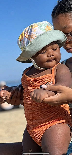 Aniyah joined the competition — help win amazing prizes! abdomen, baby, baseball_cap, cap, child, face, fashion_accessory, fun, gesture, hand, happy, hat, headgear, headwear, jewellery, people_in_nature, person, skin, sky, sun_hat