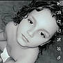 child, curly_hair, black_and_white, close_up, diaper, face, portrait, looking_up, young_child, skin, expressionless, sitting, indoors, monochrome, head, eyes, hair, bare_shoulders, photo_editing_icons, texture