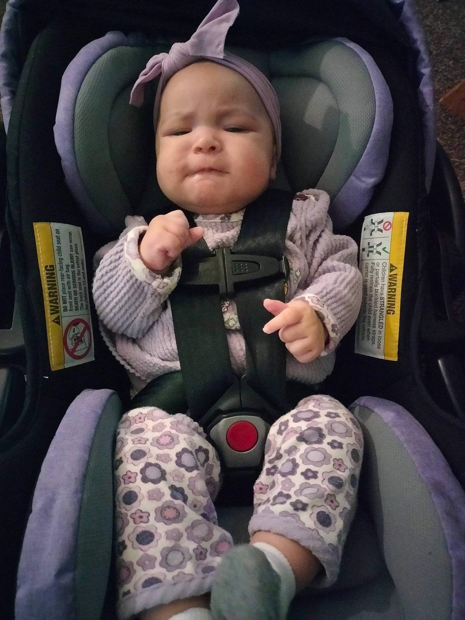 Kinsliegh joined the competition — help win amazing prizes! auto_part, baby, baby_carriage, baby_in_car_seat, baby_products, baby_safety, baby_toddler_clothing, bag, car_seat, car_seat_cover, child, comfort, head_restraint, headwear, lap, person, personal_protective_equipment, seat_belt, sitting, smile